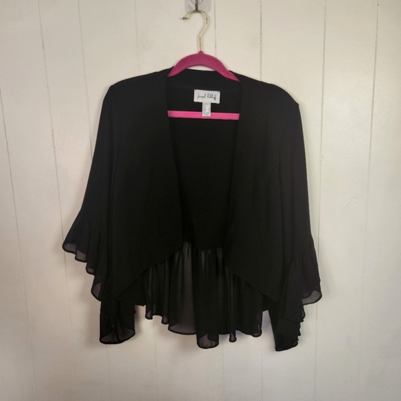 Joseph Ribkoff Tops - Joseph Ribkoff Black Bolero Shrug Cardigan Ruffle Bell 3/4 Sleeves Womens Size 8